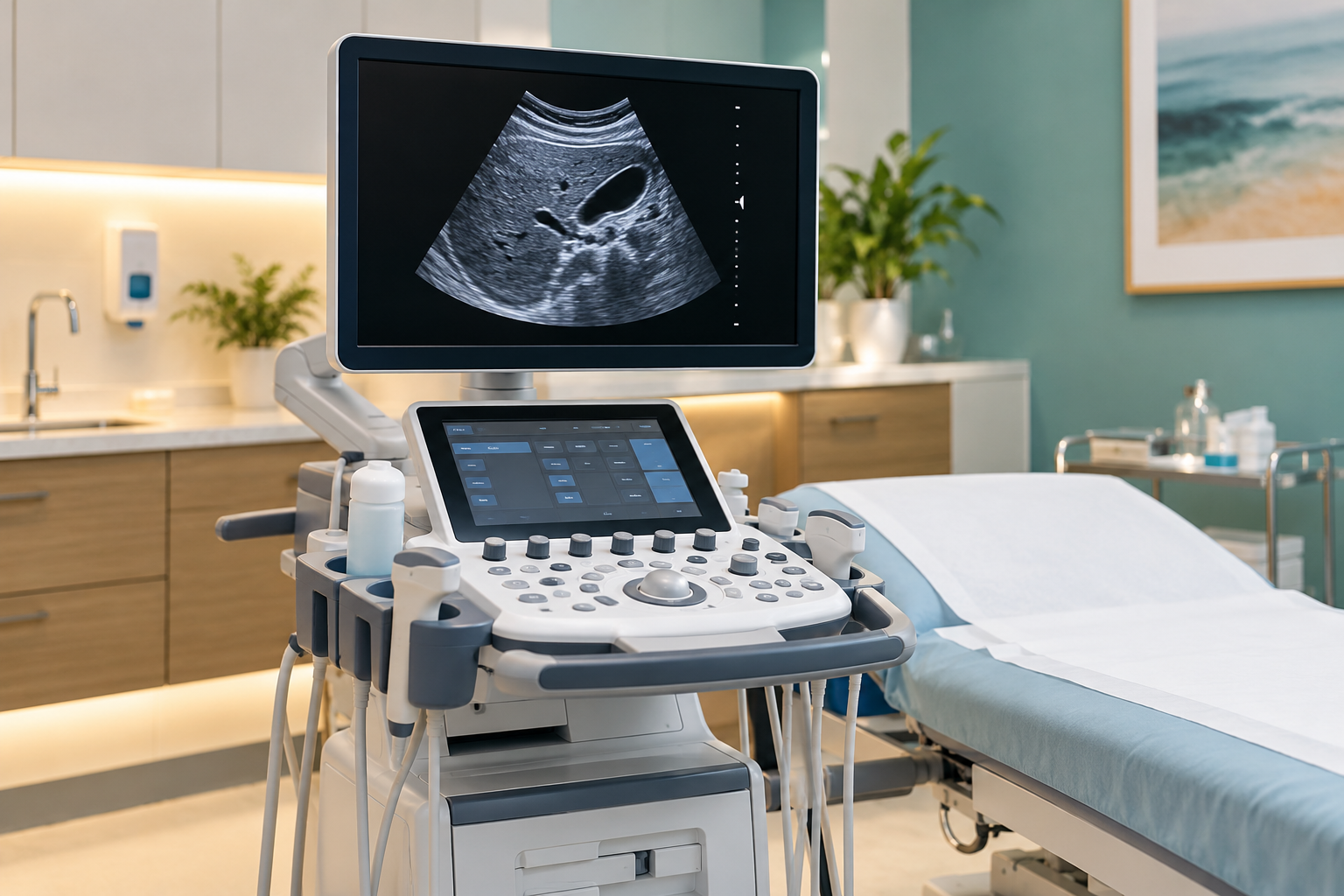 Équipement d’échographie abdominale dans un cabinet médical